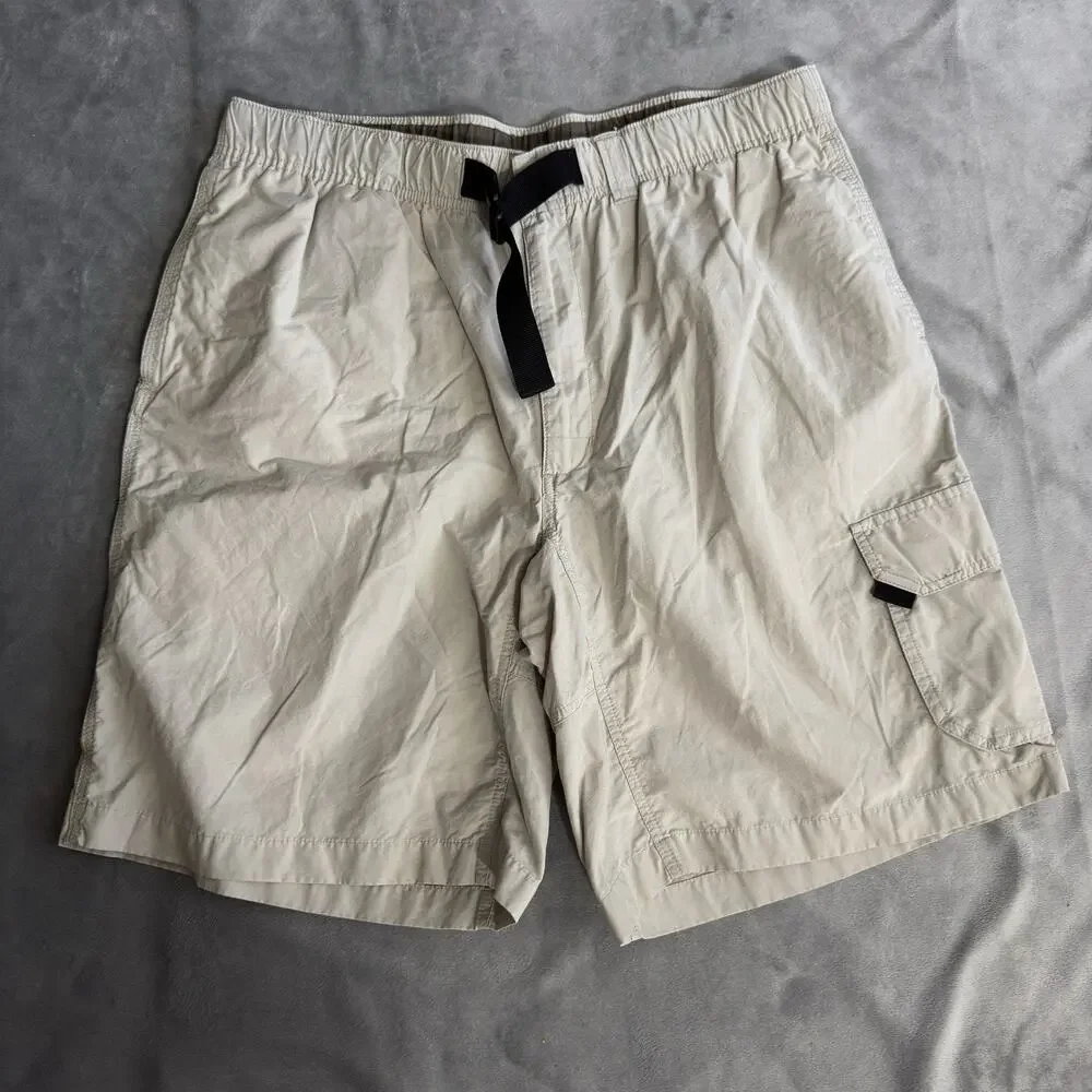 Columbia Cargo Shorts Mens L Beige Nylon Cotton Hiking Outdoor Utility 10 Inseam